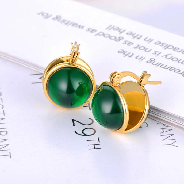 Stainless Steel Blue Green Red Crystal Stone Earirngs For Women Girls