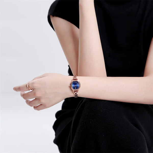 Women Watch Alloy Strap Girls Quartz Waterproof Clock