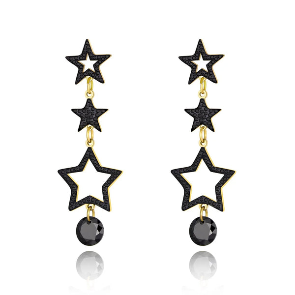 Bohemia Hollow Geometric Rhinestone Star Earrings