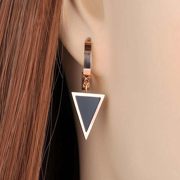 Trendy Titanium Stainless Steel Geometric Triangle Earrings