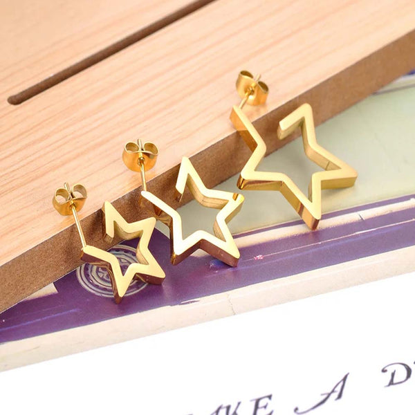 3Pcs/Set Fashion 316L Stainless Steel Love Star Earrings