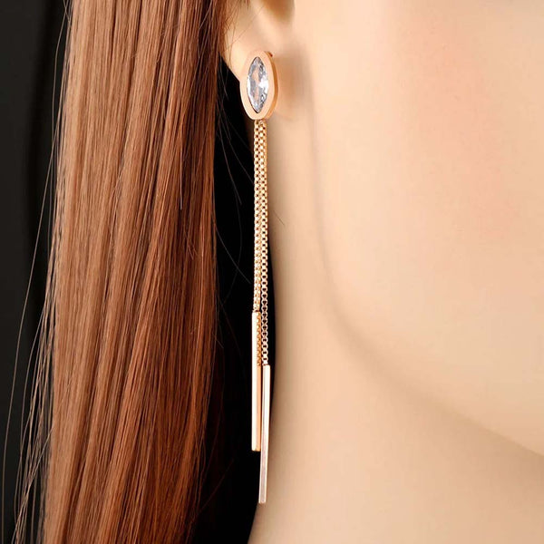 Stainless Steel Bohemia Tassel Long Earrings