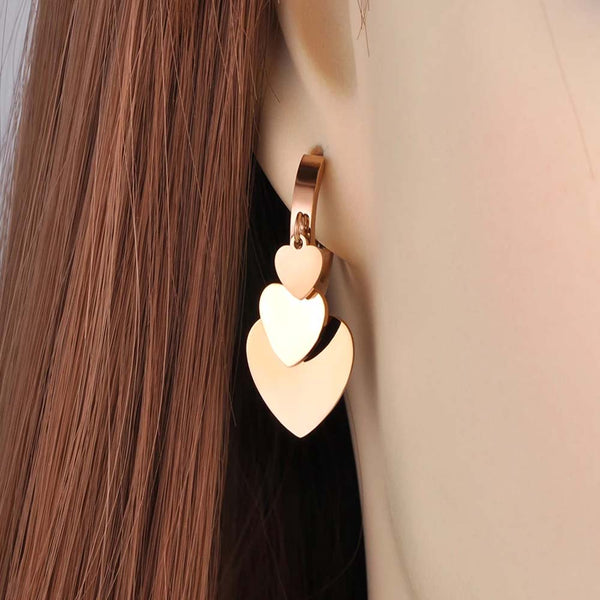 Office Design Titanium Stainless Steel Bohemia CZ Crystal Heart Earrings