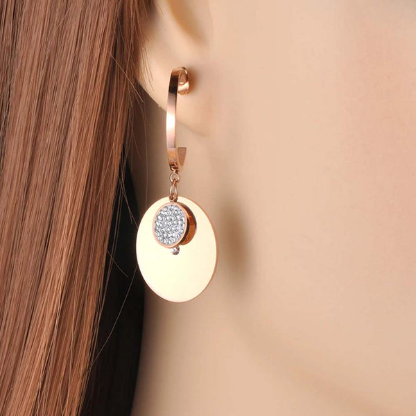 Trendy Stainless Steel Drilling Disc Earrings