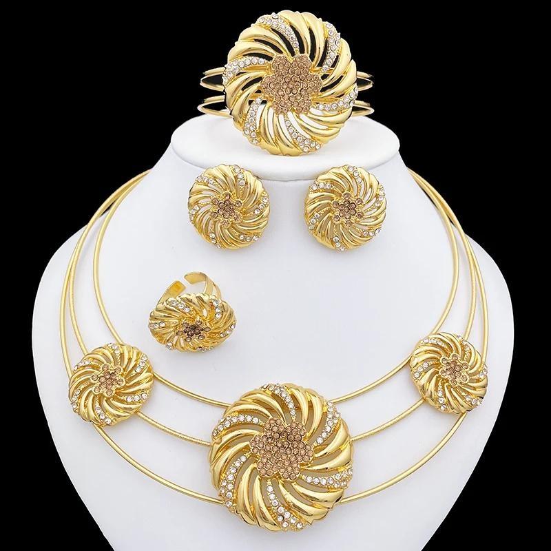 Italian Gold Plated Jewelry Sets Fashion Jewelry Necklace Earrings Sets For Women