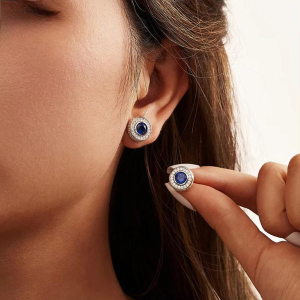 5A Clear CZ Created Sapphire Stud Earrings