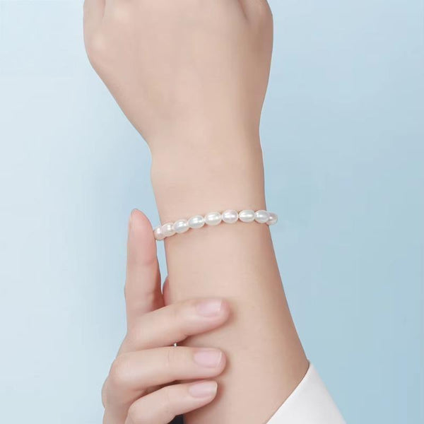 14 Gold Plated Sterling Silver Pearl Bracelet for Women