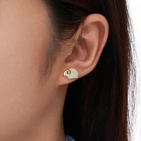 925 Sterling Silver Female Cute Animal Goat Earring