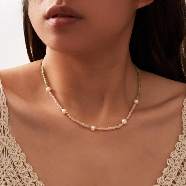 925 Silver Vintage Pearls Chain Choker Necklace Women