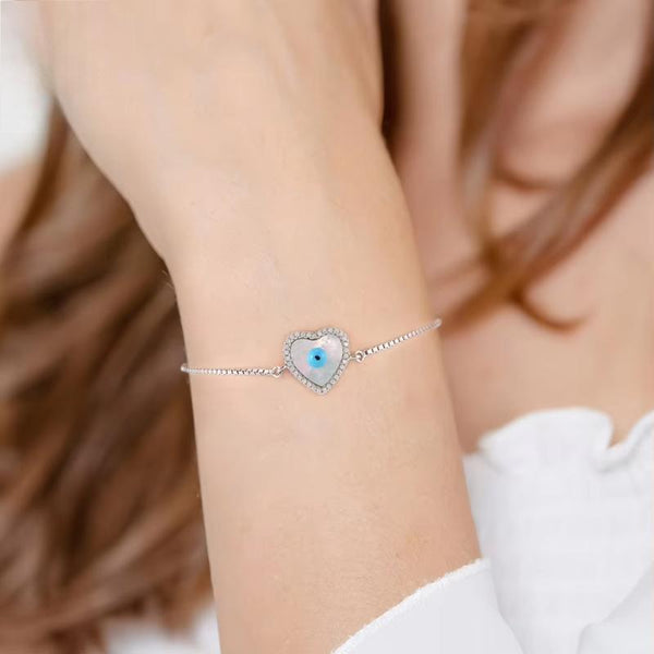 925 Sterling Silver Evil Eyes Bracelet with Turquoise for Women