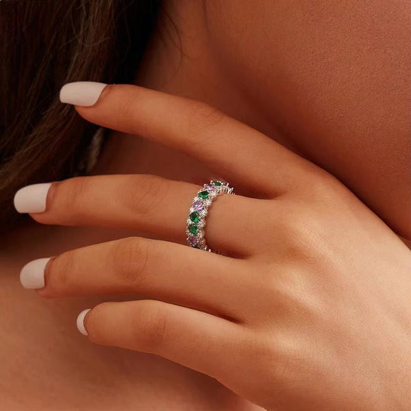 Colourful Wedding Rings with Genuine 925 Sterling Silver for Women