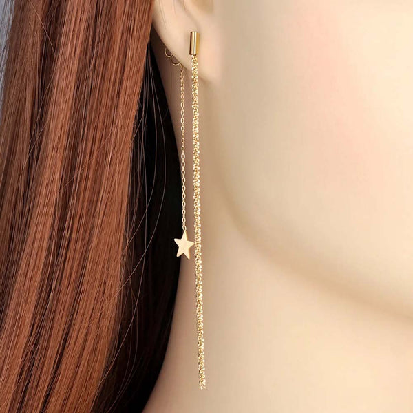 18K Gold Plated Bohemia Star Tassel Dangle Earrings