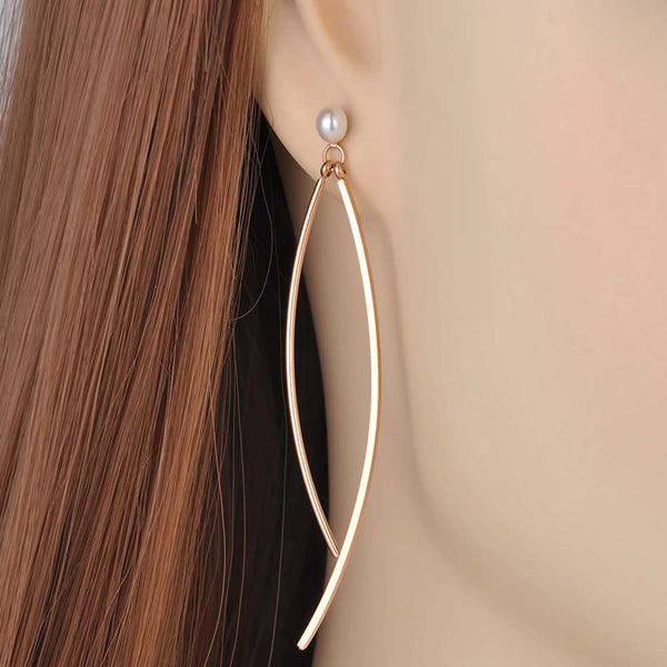 Titanium Stainless Steel White Pearl Geometry Earrings