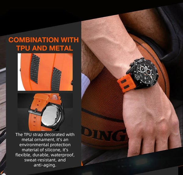 New Men Watch Top Brand Luxury Fashion Wristwatch Sports Waterproof Silicone strap Quartz Clock