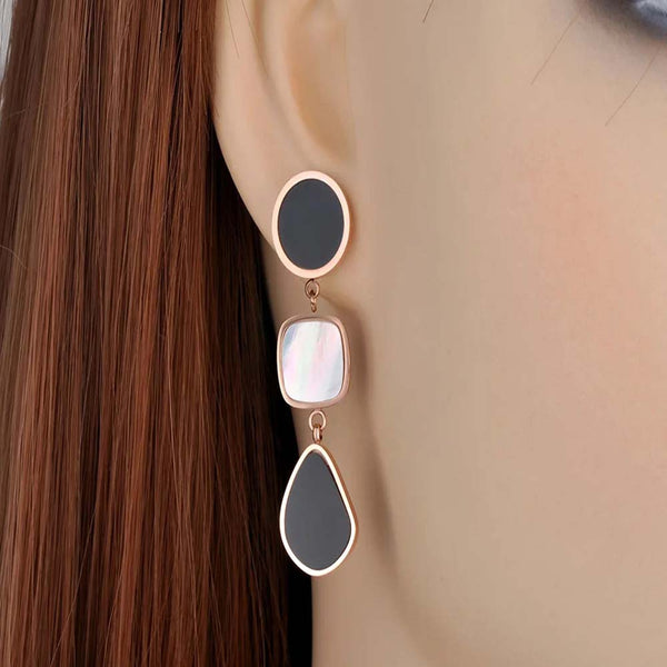 Design Stainless Steel Geometry Dangle Earrings Bohemia Style Acrylic Shell Earring