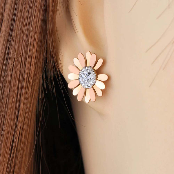 Cute Rhinestone Small Daisy Sun Flower Stud Earrings