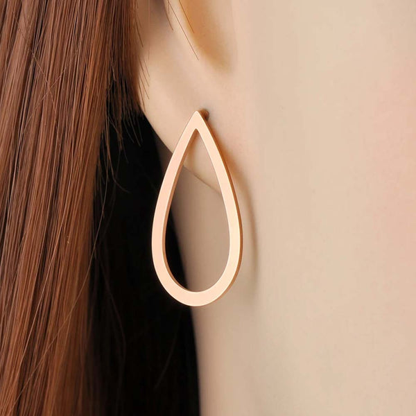 Bohemia Hollow Geometric Drop-shaped Stud Earrings Stainless Steel Trendy Graphics Earrings