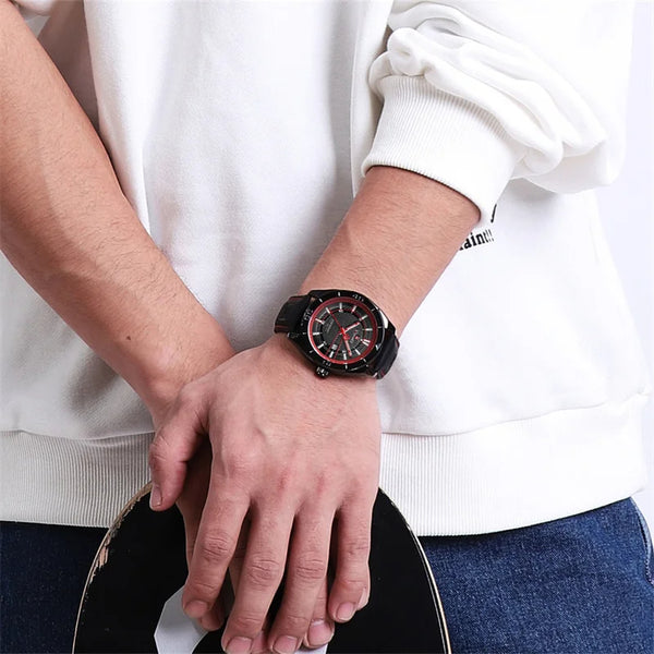 Sports Watch For Men Fashion Leather Strap Wristwatches