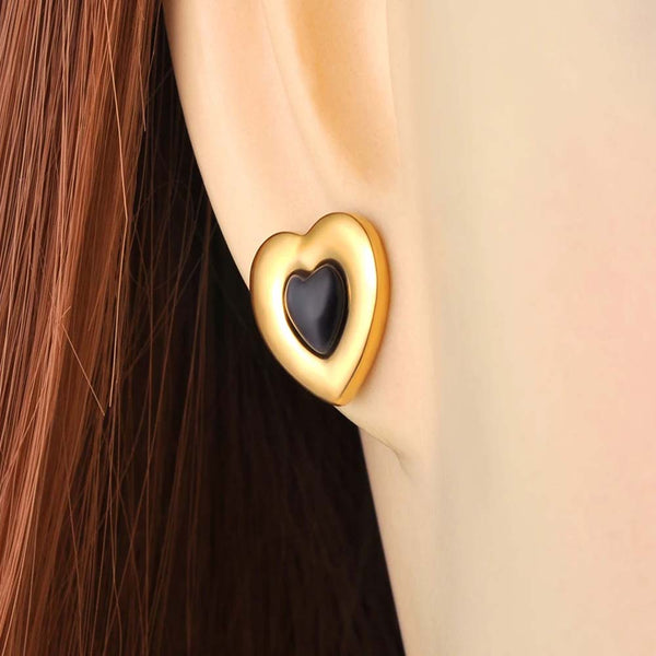 Fashion 18K Gold Plated Heart Wedding Stud Earrings Jewelry For Women