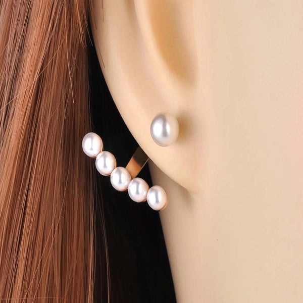 Office Style Titanium Stainless Steel White Pearl Party Earrings For Women