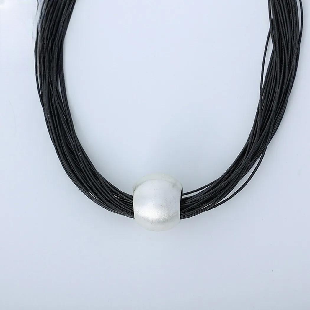 Trend Neck Choker with Big Silver Color Beads Collar Necklace Chains Pendants