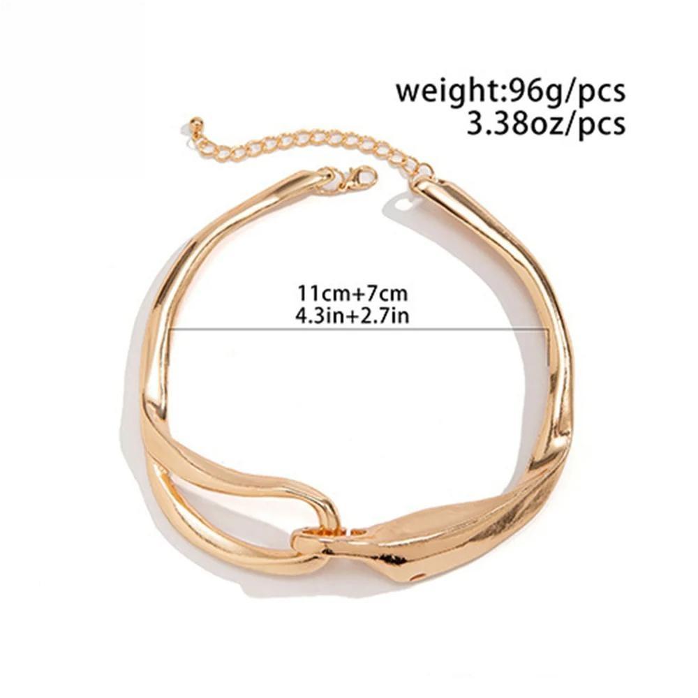 New Metal Choker Necklace for Women Exaggerated Chunky Statement Pendants