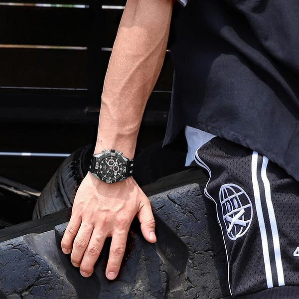 Luxury Brand Watches Mens Fashion Silicone Strap Military Waterproof Sport Chronograph Quartz WristWatch