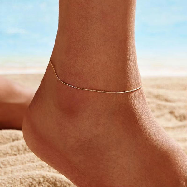 925 Sterling Silver Bamboo Chain Anklets Fashion Women