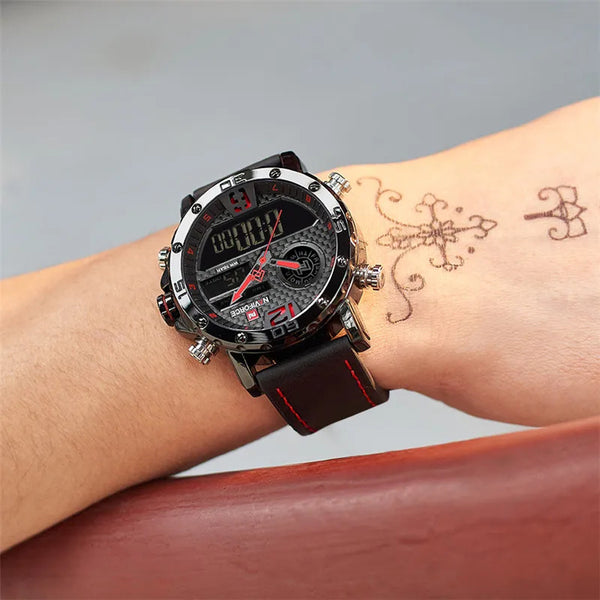 Mens Watches Black Tech Outdoor Sports Men Waterproof Miliary Army Dual Display Wrist watch