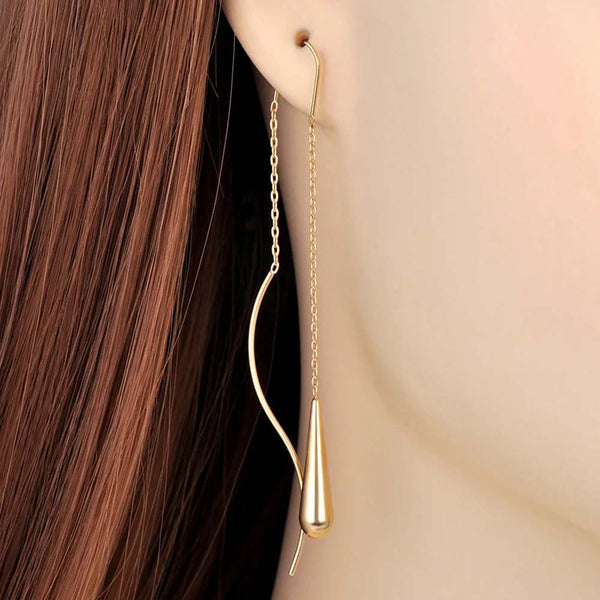 Trendy Stainless Steel Water Drop Charm Earrings