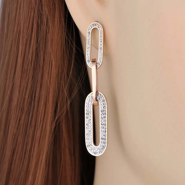 Fashion Original Design Titanium Steel Geometry Thick Chain Earrings