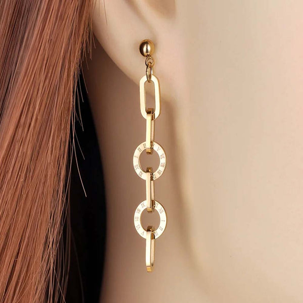 Trendy Titanium Stainless Steel Geometry Chain Link Earrings