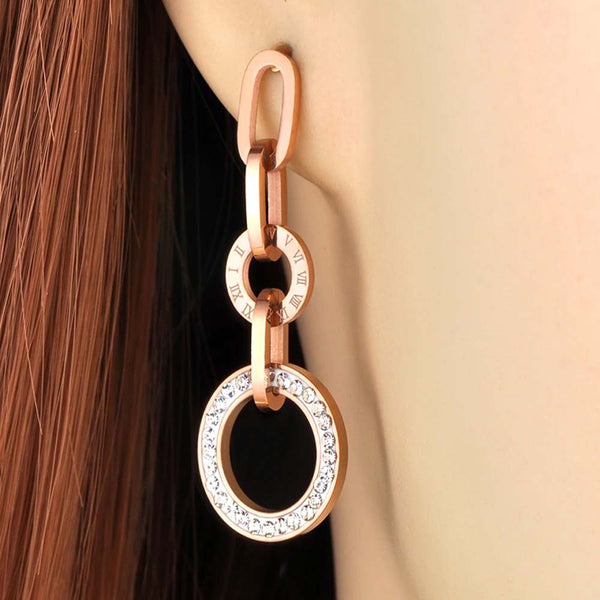 Stainless Steel Sparkling Geometric Circle Earrings