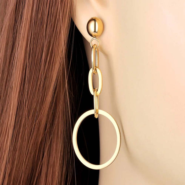 Fashion Titanium Stainless Steel Geometry Thick Chain Earrings