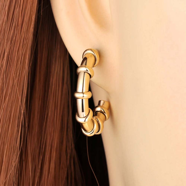 Fashion Stainless Steel C Shape Statement Earrings