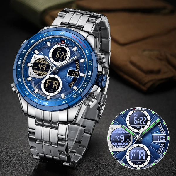 Mens Fashion Business Multifunction Waterproof Big Dial Day and Date Display Watch