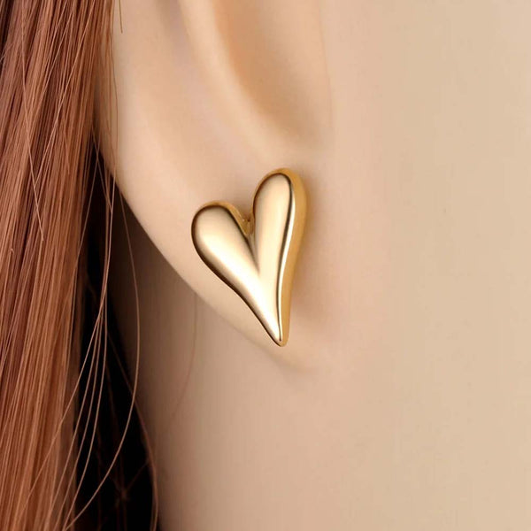 Romantic Stainless Steel Love Heart Stud Earrings