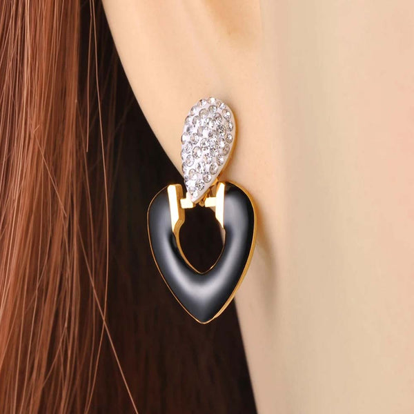 Stainless Steel Rhinestone Heart Wedding Party Earrings For Women