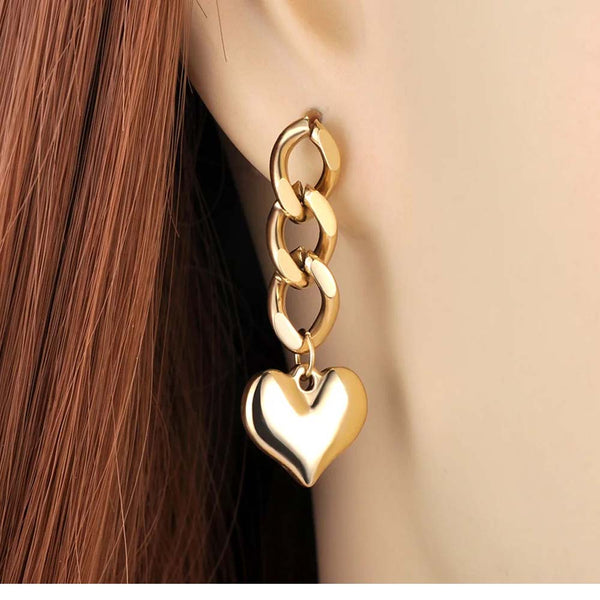 Titanium Stainless Steel Love Heart Dangle Earrings For Women