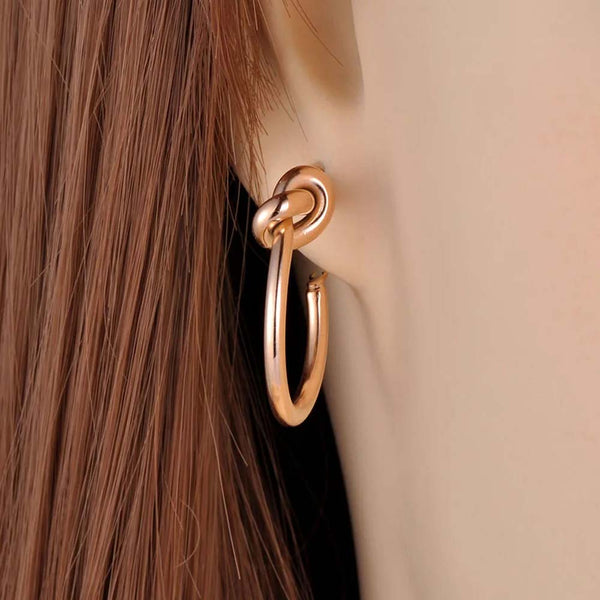 Original Design Titanium Stainless Steel Knotted Hoop Earrings