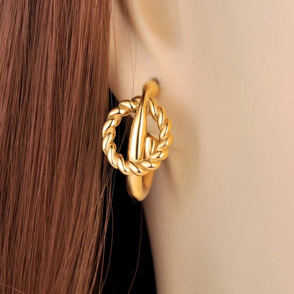 Trendy Stainless Steel Geometry Intersecting Circle Earrings For Women