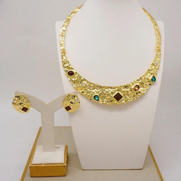 Fashion Italian Dubai Gold Color Plated Jewelry Set For Ladies Romantic Set