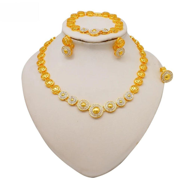 Fashion Dubai Nigerian Gold Color Jewelry Set For Women