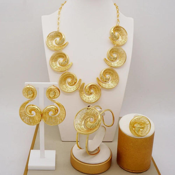 Elegant Italian Dubai Gold Color African Ethiopian Necklace Sets