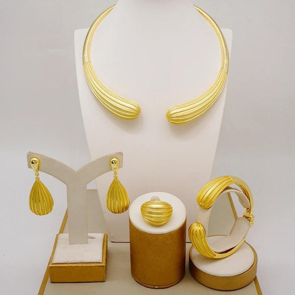 Luxury Brazilian Style  Original Gold Color Necklace Pendant Earrings Bracelet Sets