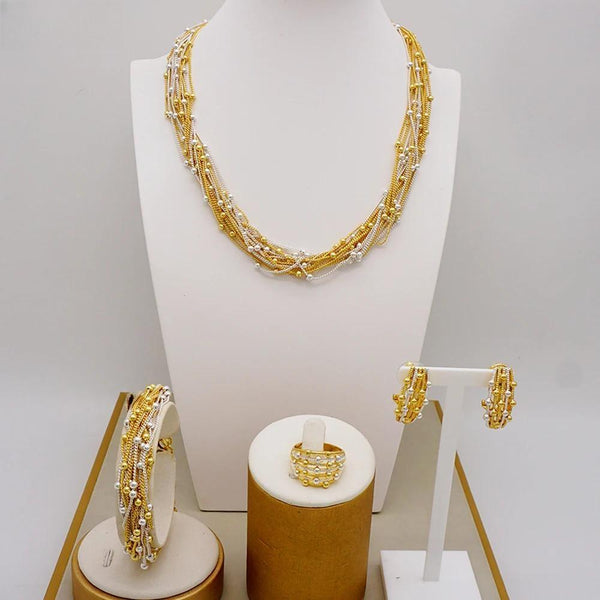 New Italy Style Brazil Dubai Bridal Jewelry Sets Tassel Bead Necklace Ethiopian Woman