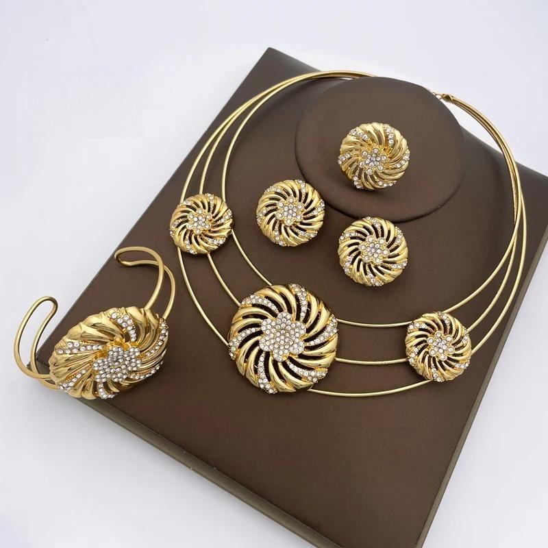 Italian Gold Plated Jewelry Sets Fashion Jewelry Necklace Earrings Sets For Women