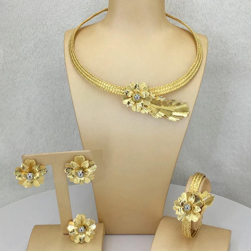 Brazilian Handmade Jewelry Sets Flower Necklace for Women Party Birthday Gift