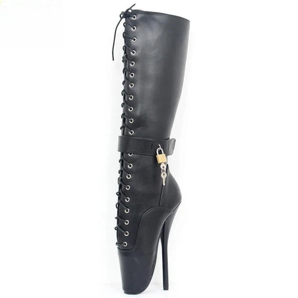 New 18cm/7"  High Heel LOCKY Lockable Ballet Boots Women