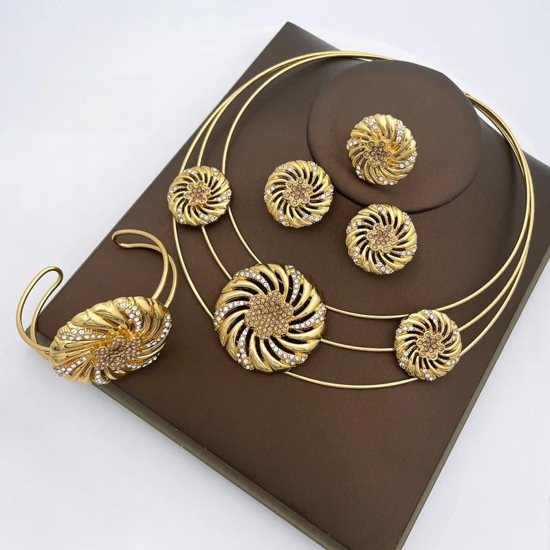 Italian Gold Plated Jewelry Sets Fashion Jewelry Necklace Earrings Sets For Women